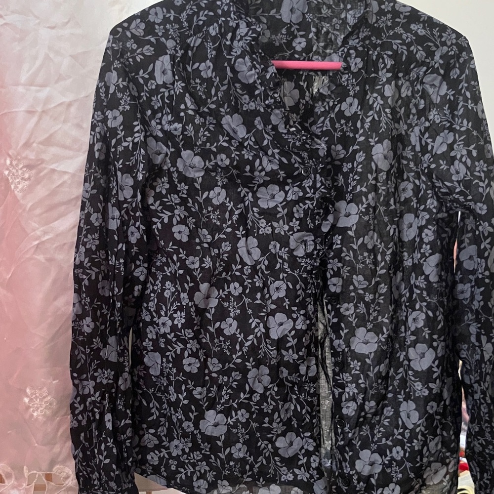 beachlunchlounge Black Floral Button Down Shirt